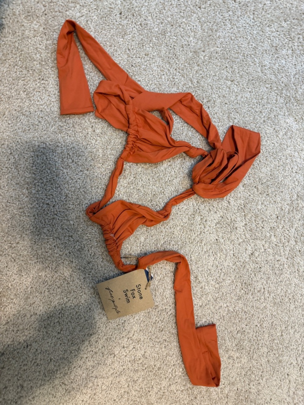Stone Fox Swim Rust Orange Tie-Detail Bikini Top